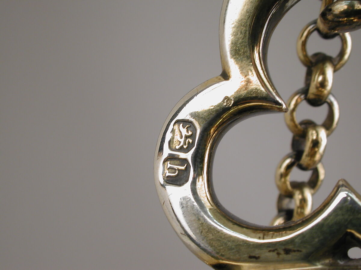 Pilgrim bottle (one of a pair), William Elliott (British, London 1762–1854 London), Gilt silver, cork, British, London