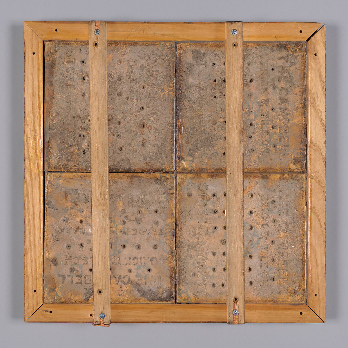 Panel of four tiles, framed, Attributed to Christopher Dresser (British, Glasgow, Scotland 1834–1904 Mulhouse), Earthenware with inlaid colored clays (encaustic), British, Stoke-upon-Trent