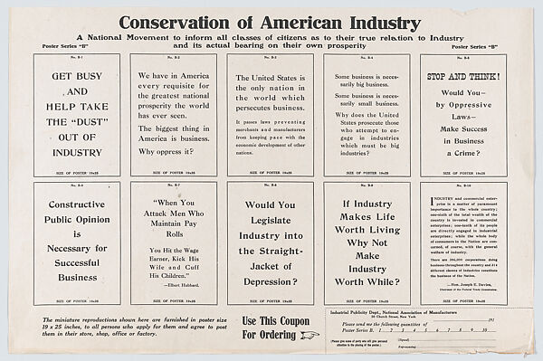 Conservation of American Industry, Poster Series "B", National Association of Manufacturers, Commercial color lithograph 