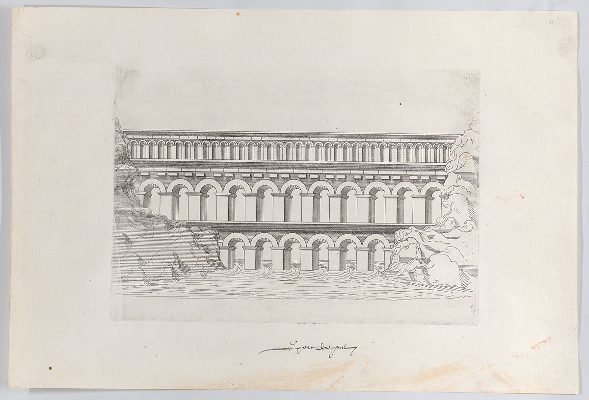 The Bridge of the Gal (Gard), Jacques Androuet Du Cerceau (French, Paris 1510/12–1585 Annecy), Etching