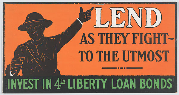 Lend as they fight to the utmost, Anonymous, American, 20th century, Commercial color lithograph 