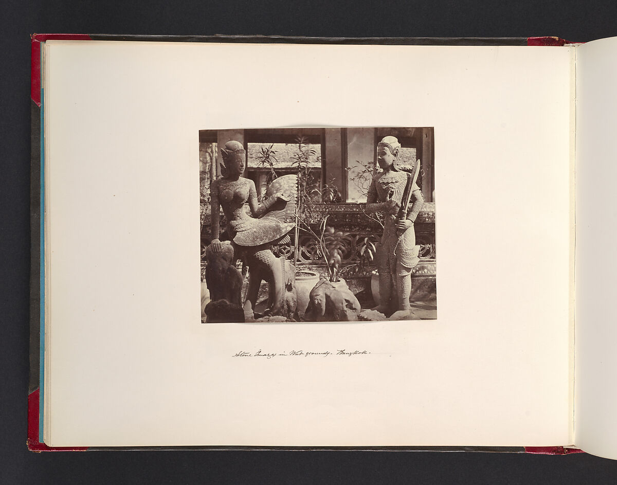 Stone Images in Wat Grounds - Bangkok, Attributed to John Thomson (British, Edinburgh, Scotland 1837–1921 London), Albumen silver print from glass negative 