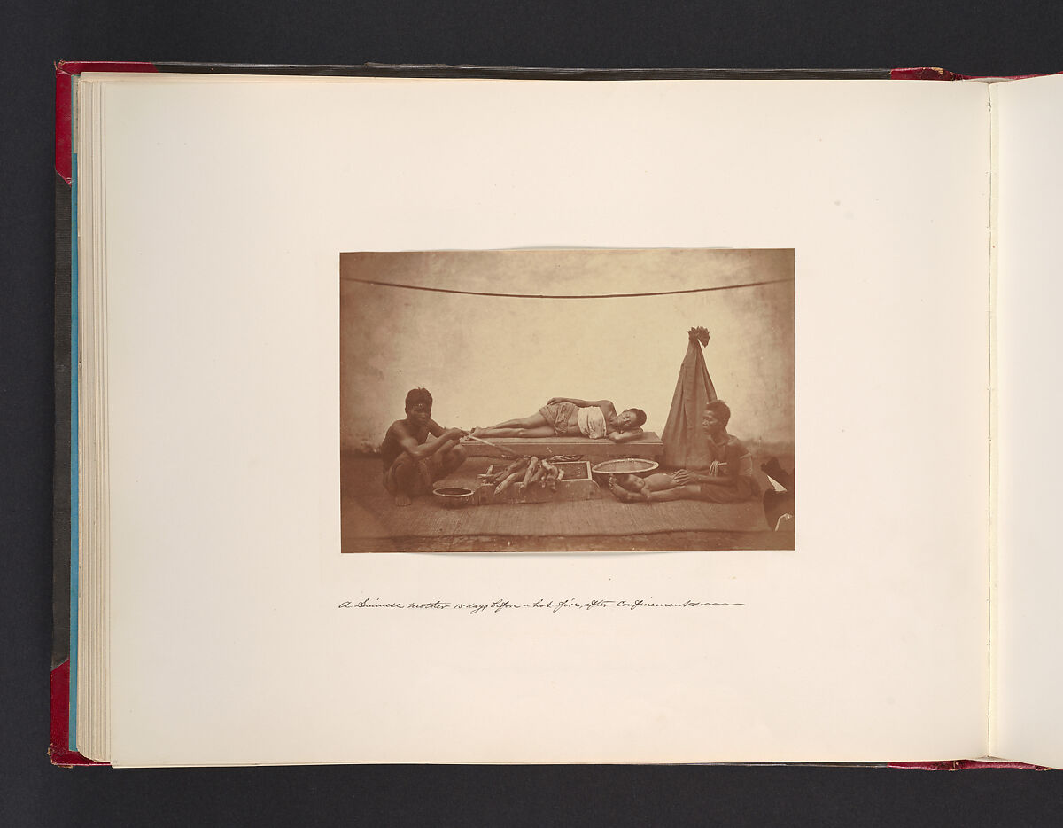 A Siamese Mother 15 Days Before a Hot Fire, After Confinement, Attributed to John Thomson (British, Edinburgh, Scotland 1837–1921 London), Albumen silver print from glass negative 