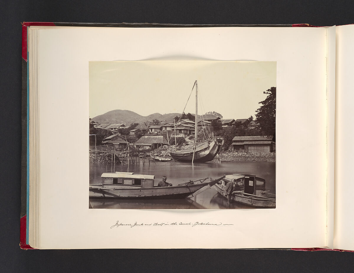 Japanese Junk and Boats in the Canal, Yokohama, Attributed to John Thomson (British, Edinburgh, Scotland 1837–1921 London), Albumen silver print from glass negative 