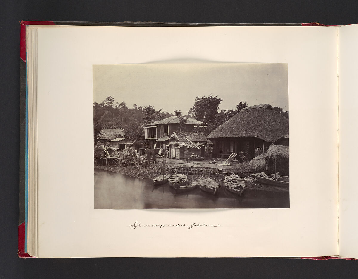Japanes Cottages and Creek, Yokohama, Attributed to John Thomson (British, Edinburgh, Scotland 1837–1921 London), Albumen silver print from glass negative 
