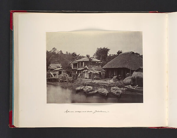 Japanes Cottages and Creek, Yokohama, Attributed to John Thomson (British, Edinburgh, Scotland 1837–1921 London), Albumen silver print from glass negative 