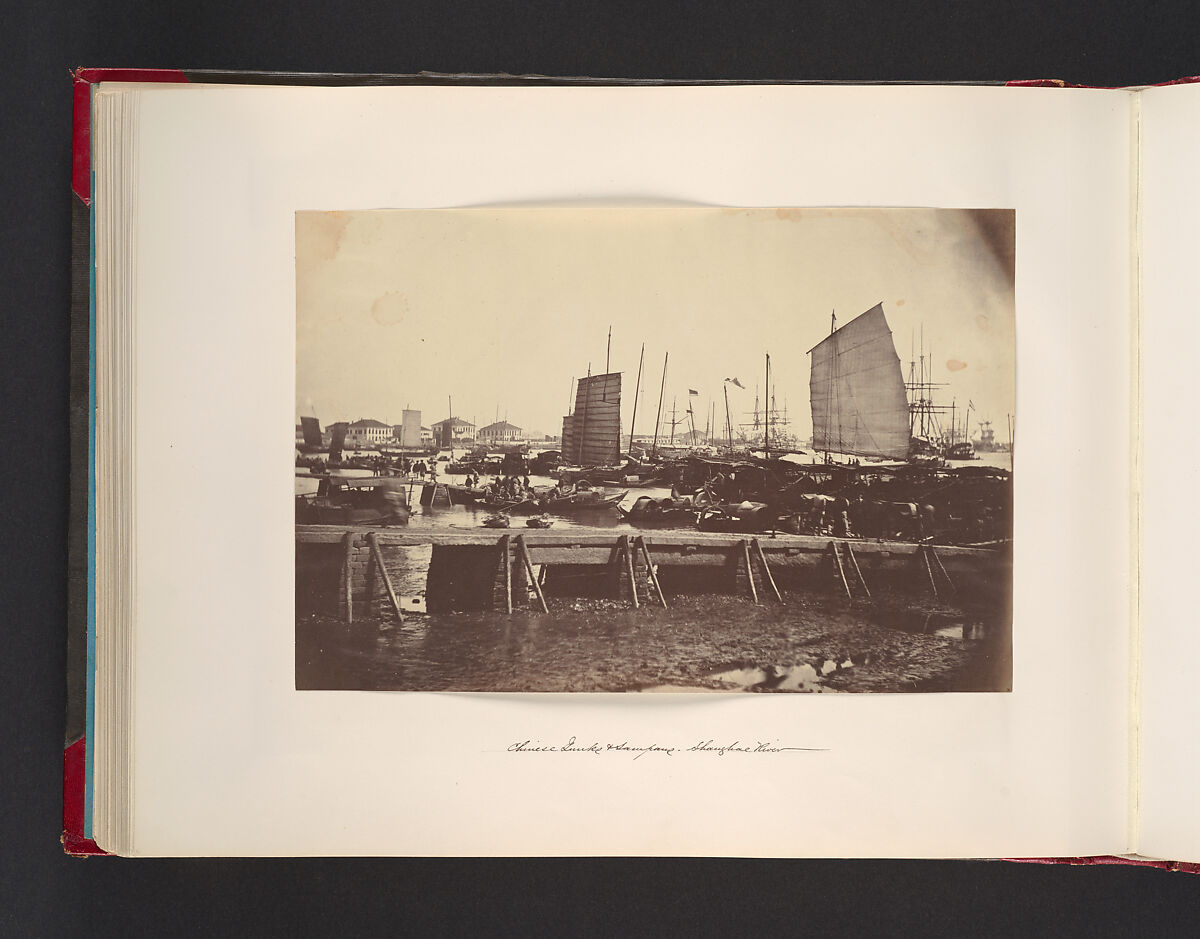 Chinese Junks Sampans, Shanghai River, Attributed to John Thomson (British, Edinburgh, Scotland 1837–1921 London), Albumen silver print from glass negative 