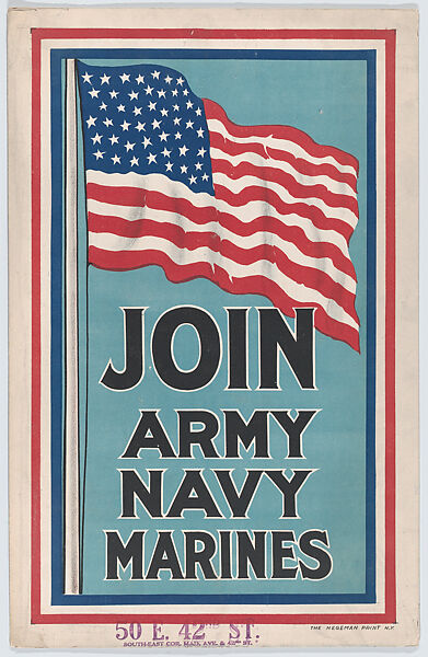 Join Army, Navy, Marines, The Hegeman Print, Commercial color lithograph 
