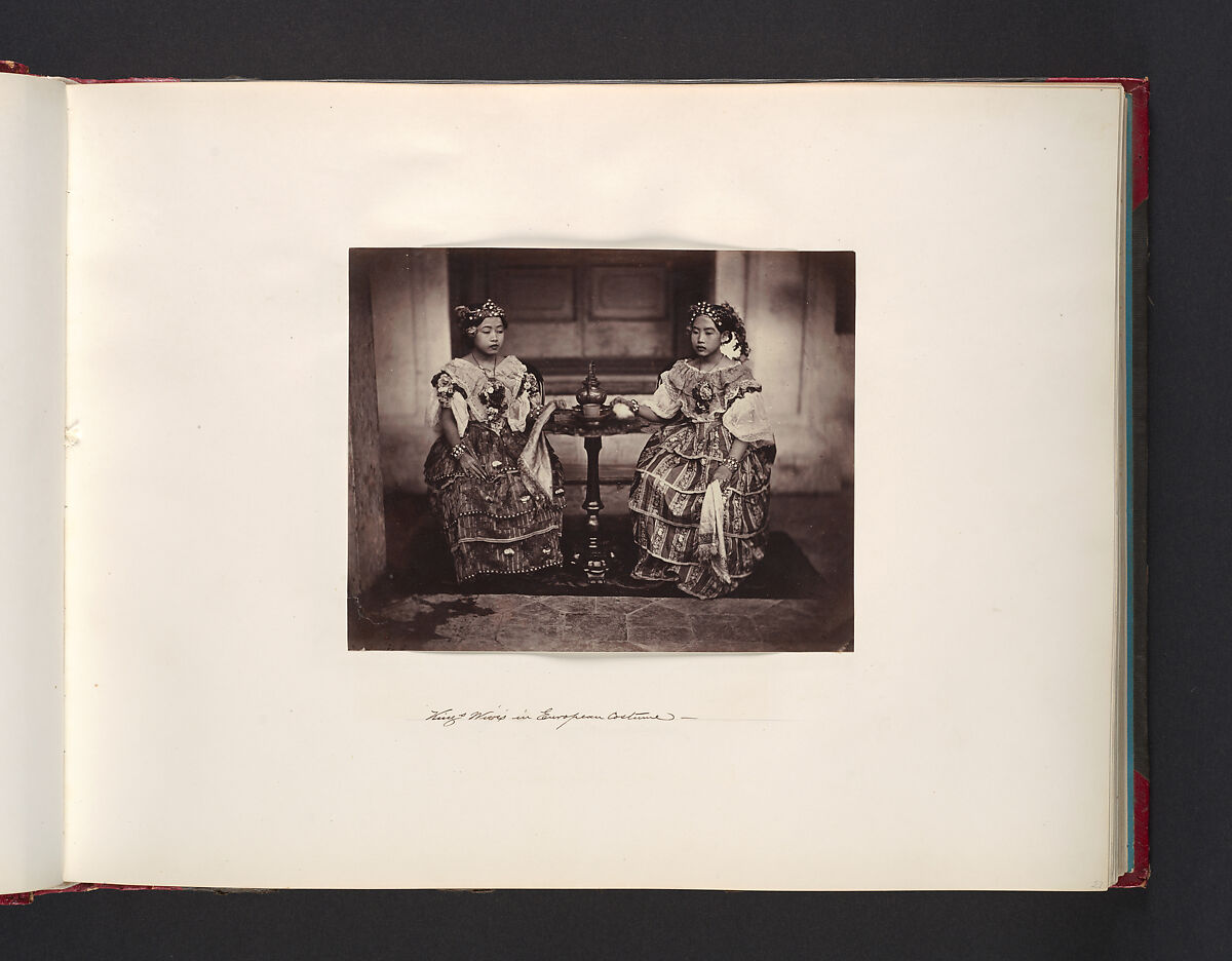 King's Wives in European Costume, Attributed to John Thomson (British, Edinburgh, Scotland 1837–1921 London), Albumen silver print from glass negative 