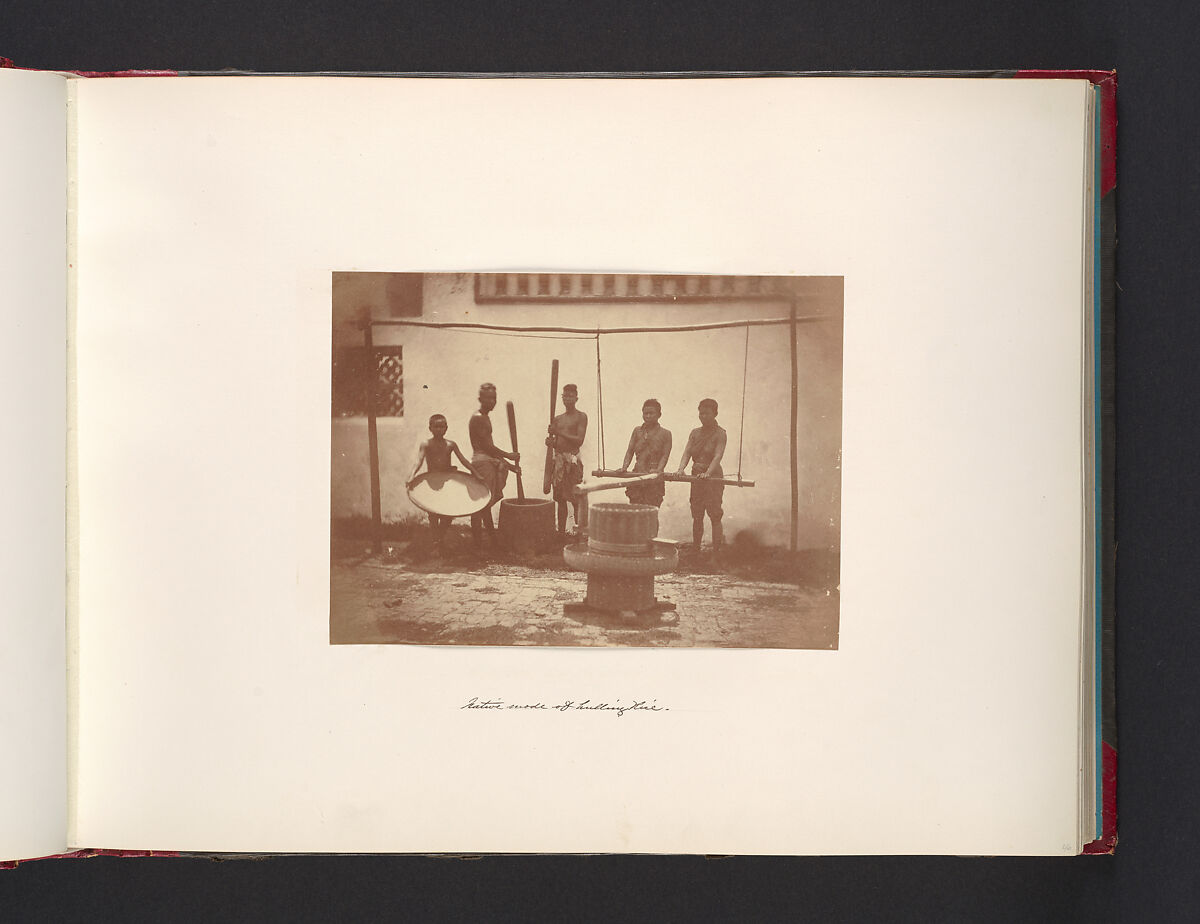 Native Mode of Hulling Rice, Attributed to John Thomson (British, Edinburgh, Scotland 1837–1921 London), Albumen silver print from glass negative 