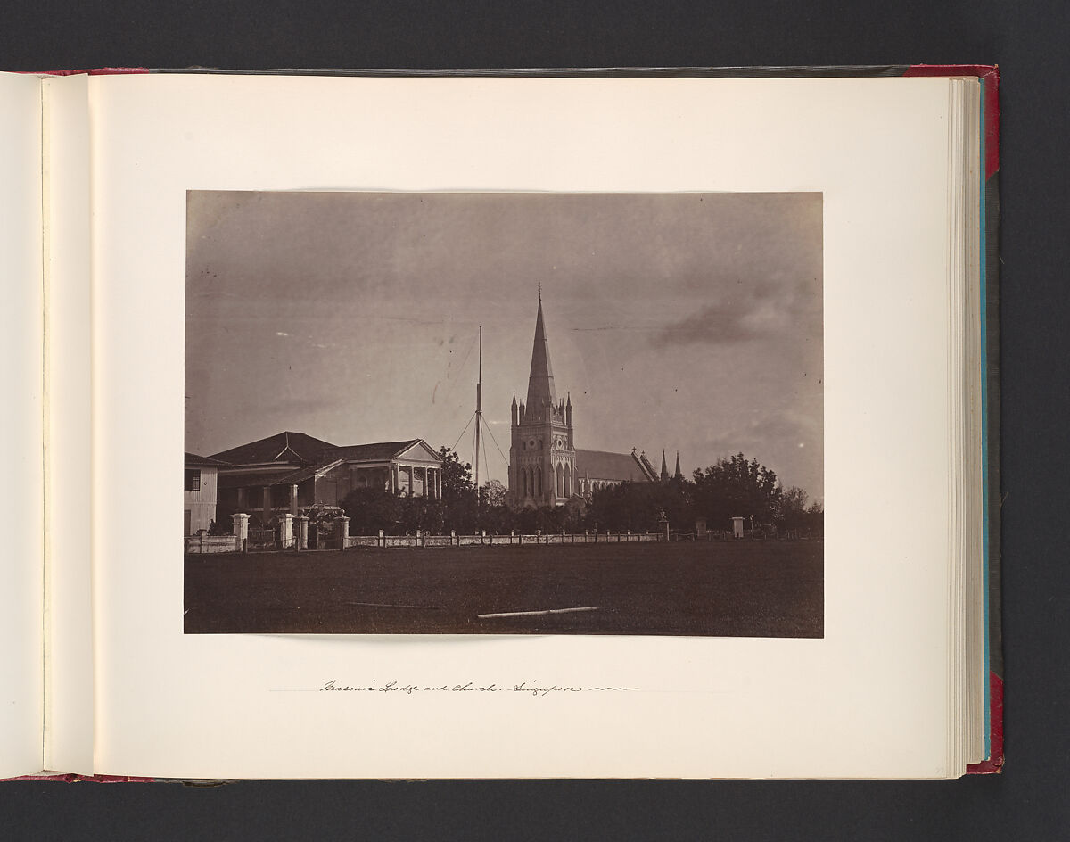 Masonic Lodge and Church. Singapore, Attributed to John Thomson (British, Edinburgh, Scotland 1837–1921 London), Albumen silver print from glass negative 