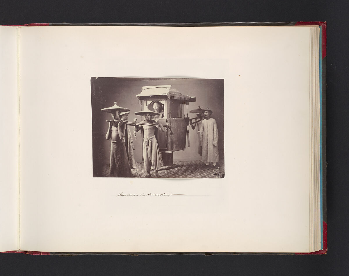 Mandarin in Sedan Chair, Attributed to John Thomson (British, Edinburgh, Scotland 1837–1921 London), Albumen silver print from glass negative 