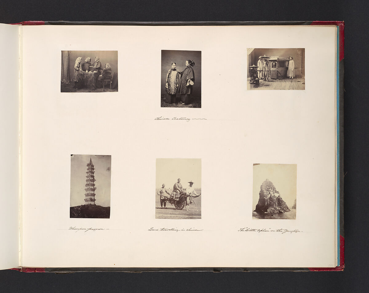 Chinese Costumes; Pagoda; Land Travelling in China; The "Little Orphan" on the Yangtsze, Attributed to John Thomson (British, Edinburgh, Scotland 1837–1921 London), Albumen silver print from glass negative 