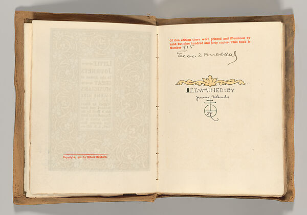 Little Journeys into the Homes of Great Musicians, volume nine, Elbert Green Hubbard (American, Bloomington, Illinois 1856–1915 at sea), Book