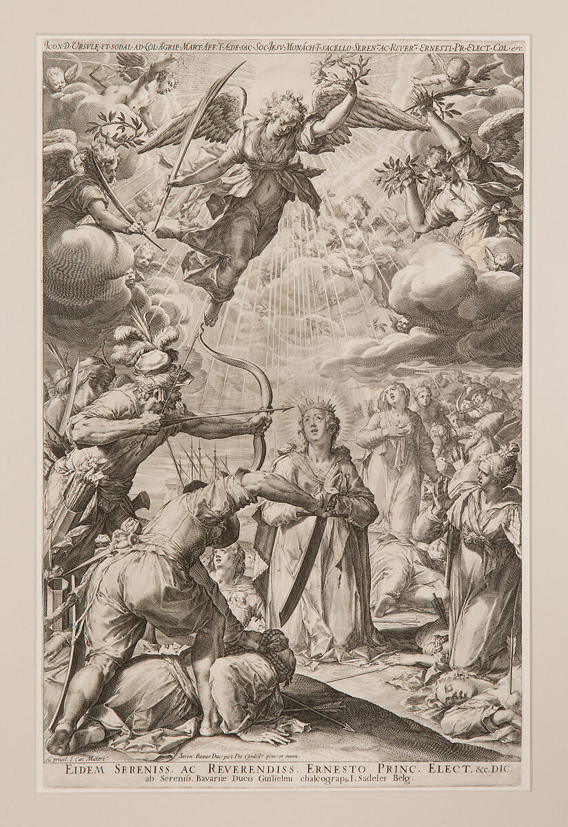 The Martyrdom of Saint Ursula and Her Companions, Johann Sadeler I (Netherlandish, Brussels 1550–1600/1601 Venice), Engraving 