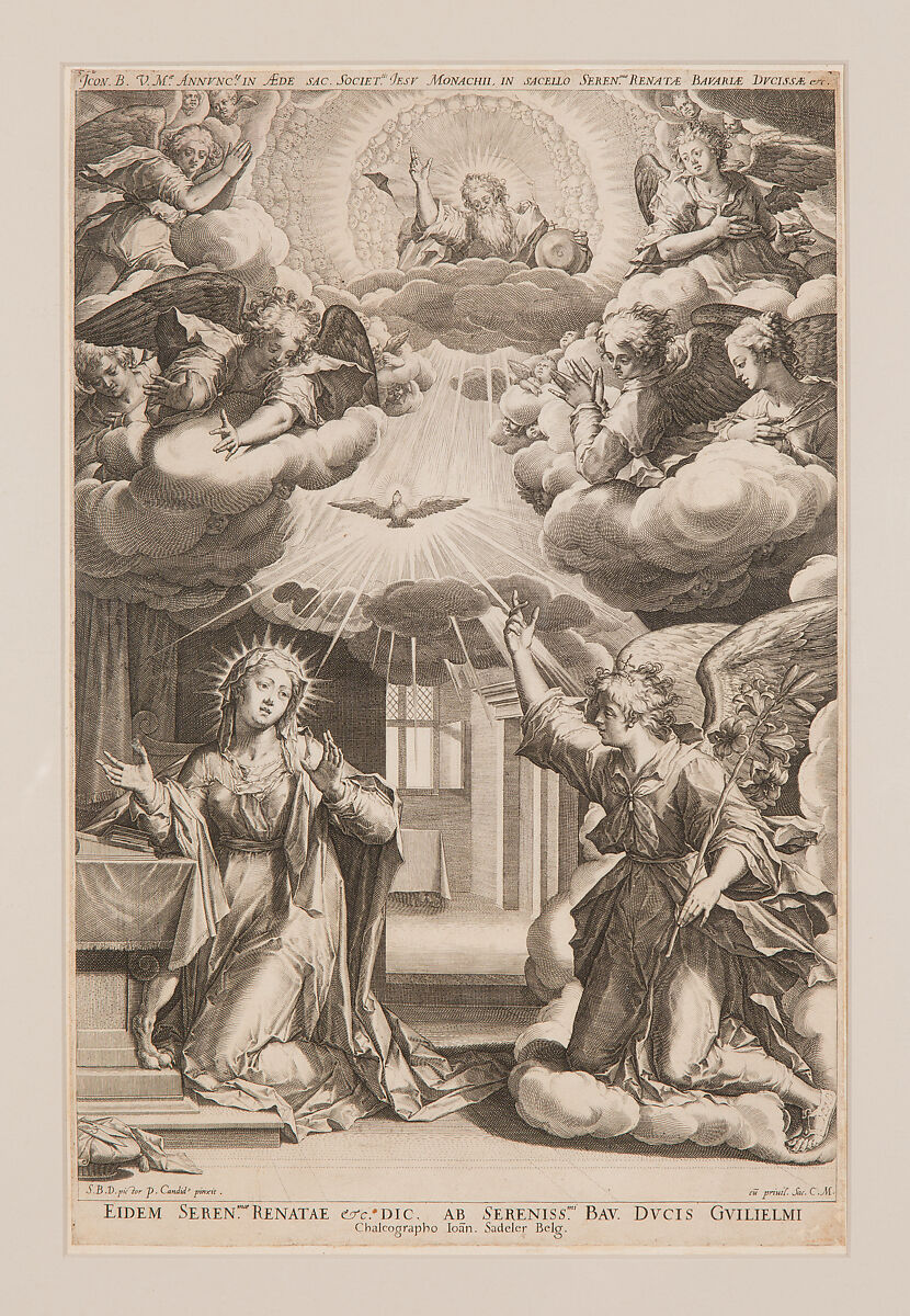 The Annunciation, Johann Sadeler I (Netherlandish, Brussels 1550–1600/1601 Venice), Engraving 