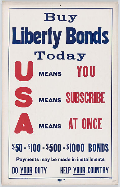 Buy Liberty Bonds Today, Anonymous, American, 20th century, Commercial color lithograph 