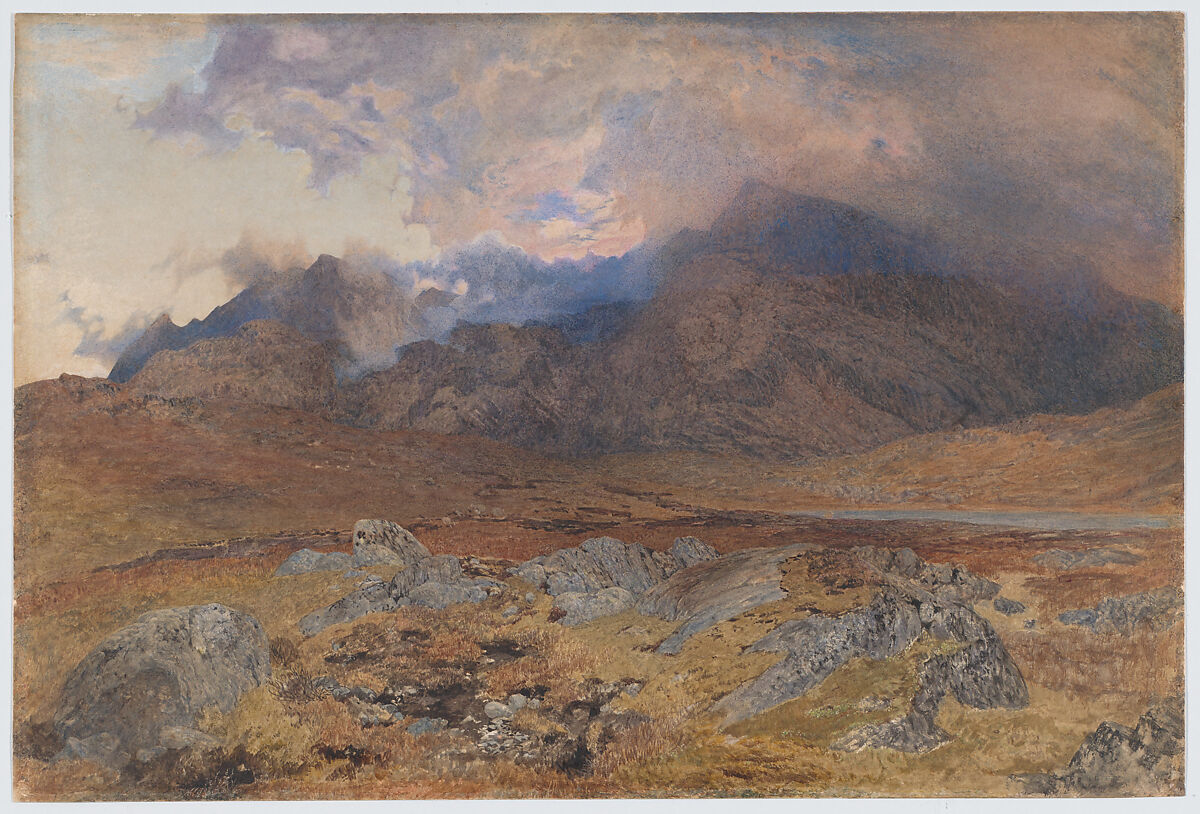 Snowdon, after an April Hailstorm [or Snowdon through Clearing Clouds], Alfred William Hunt (British, Liverpool 1830–1896 London), Watercolor 