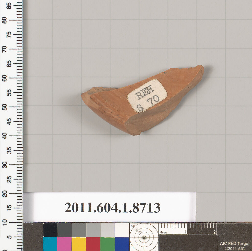 Terracotta fragment of a kylix (drinking cup), Terracotta, Greek, Attic