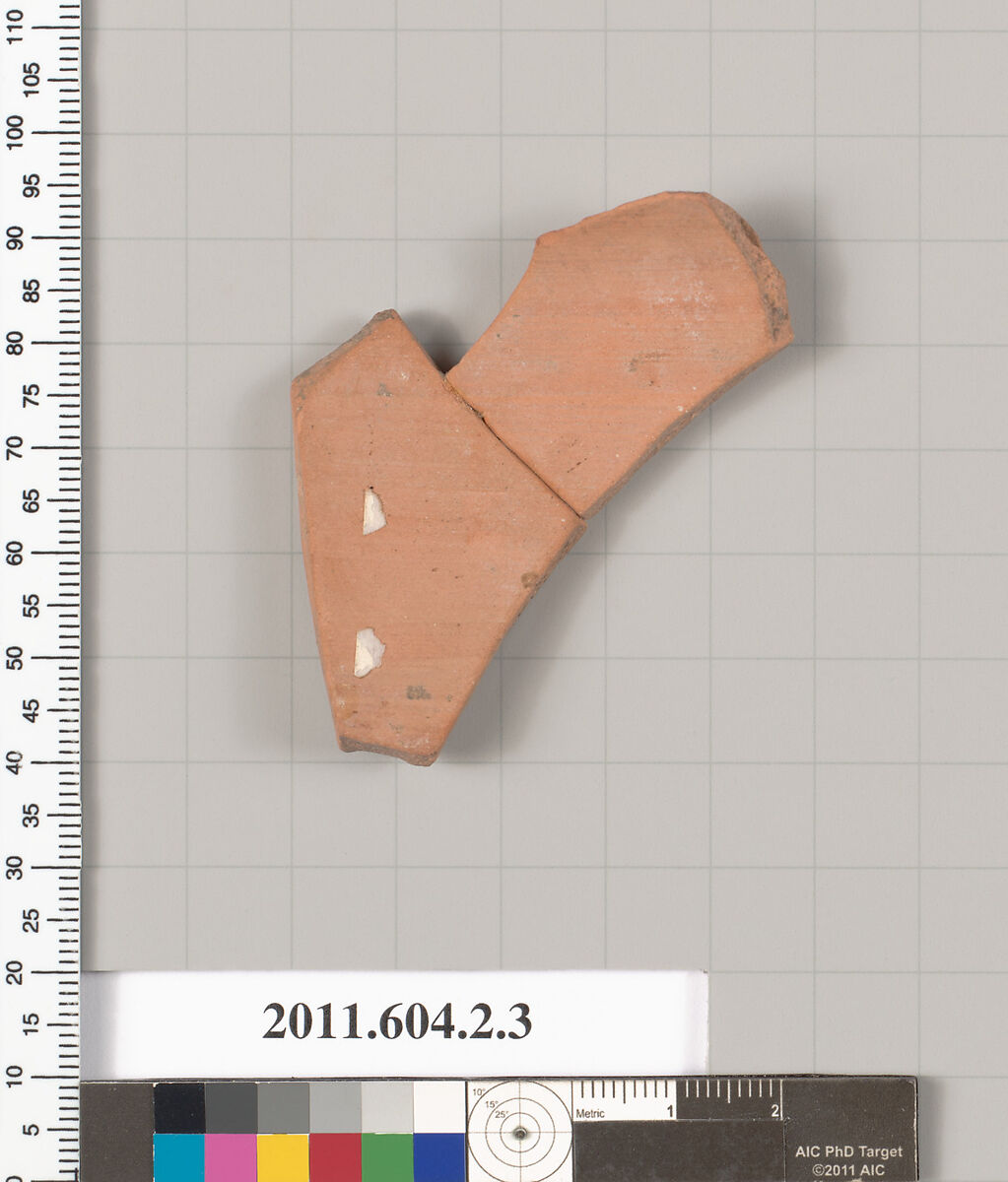 Terracotta fragment of a neck-amphora (jar), Terracotta, Greek, Attic