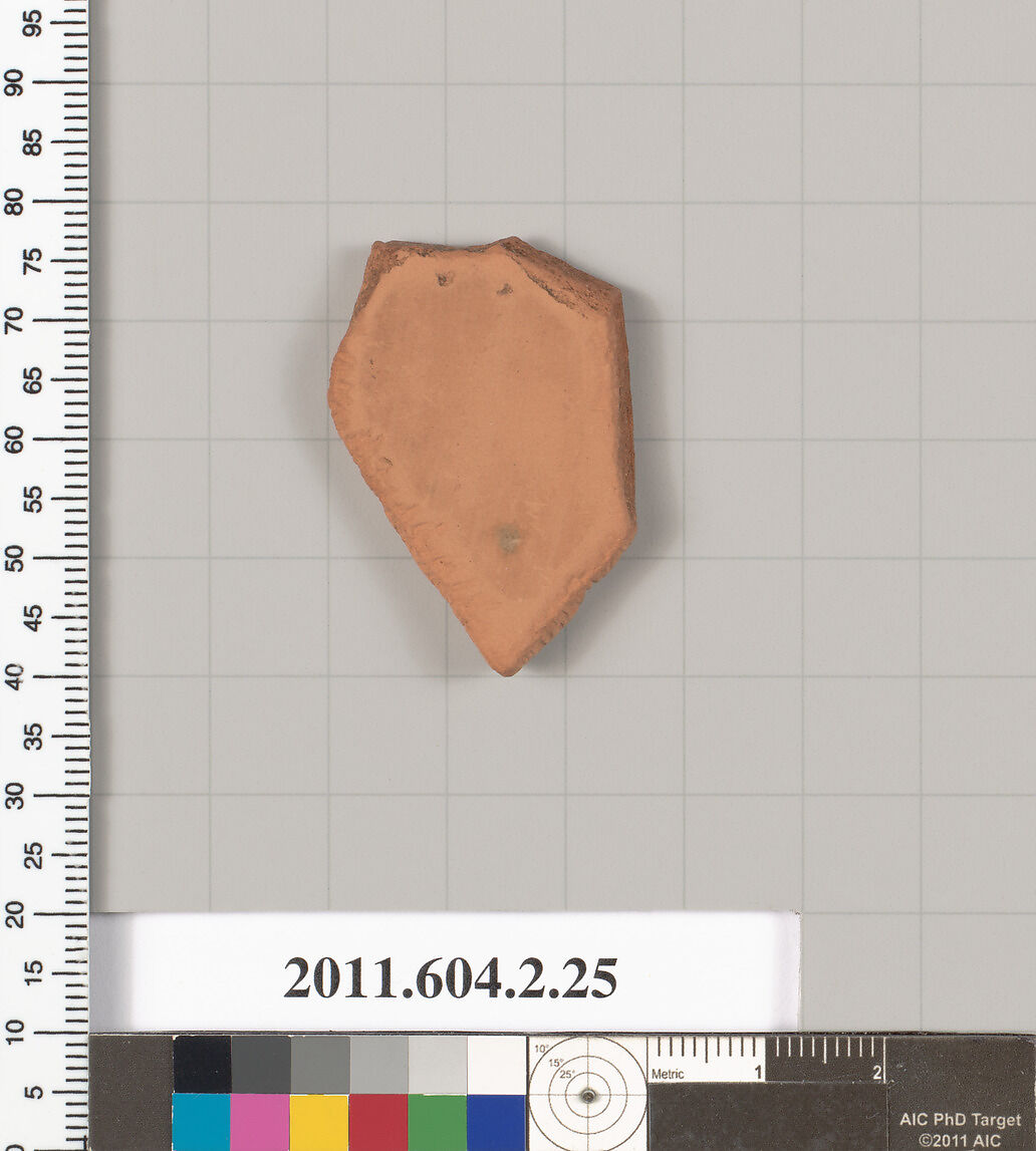Terracotta fragment of a psykter (vase for cooling wine), Terracotta, Greek, Attic