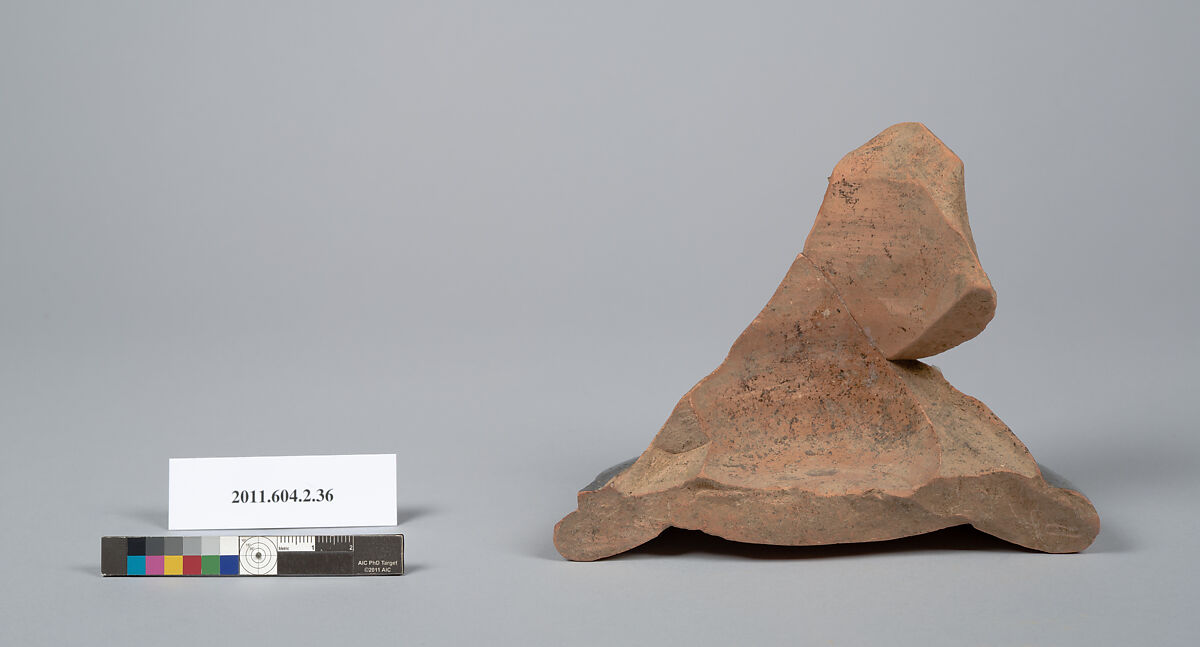 Terracotta fragment of a psykter (vase for cooling wine), Terracotta, Greek, Attic