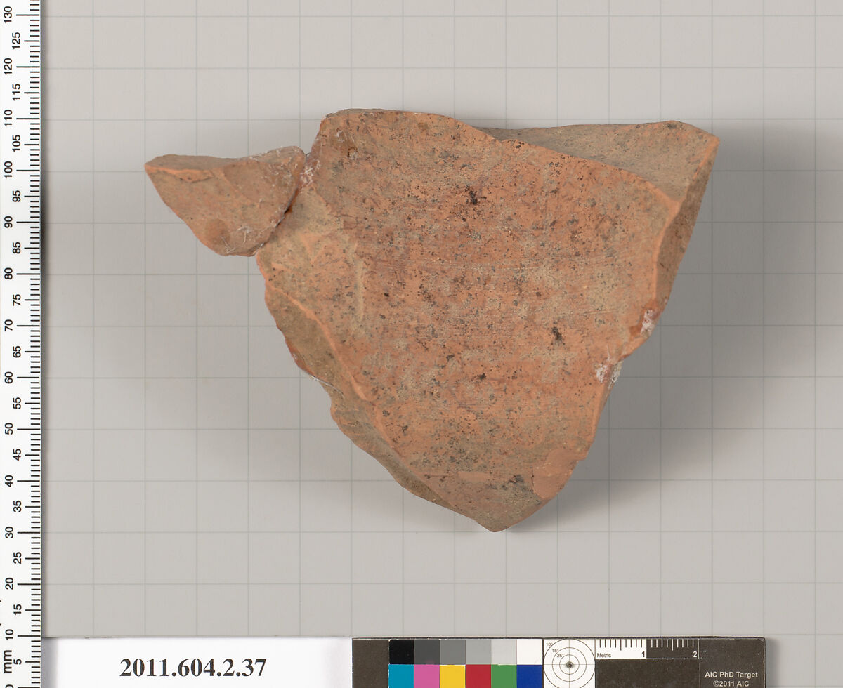 Terracotta fragment of a psykter? (vase for cooling wine), Terracotta, Greek, Attic