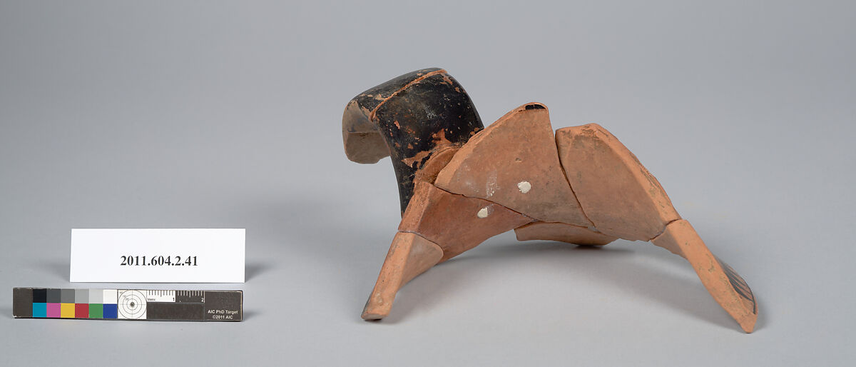 Terracotta fragment of a pelike (jar), Terracotta, Greek, Attic