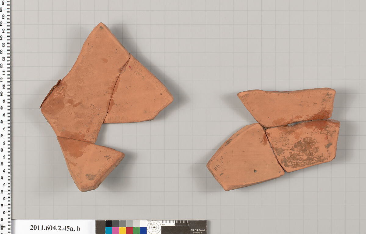 Terracotta fragments of a pelike (jar), Terracotta, Greek, Attic