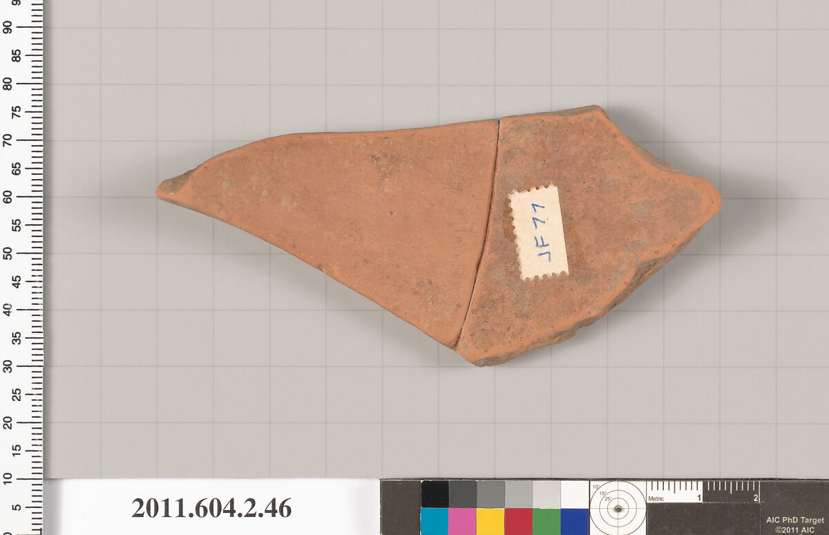 Terracotta fragment of a pelike (jar), Terracotta, Greek, Attic