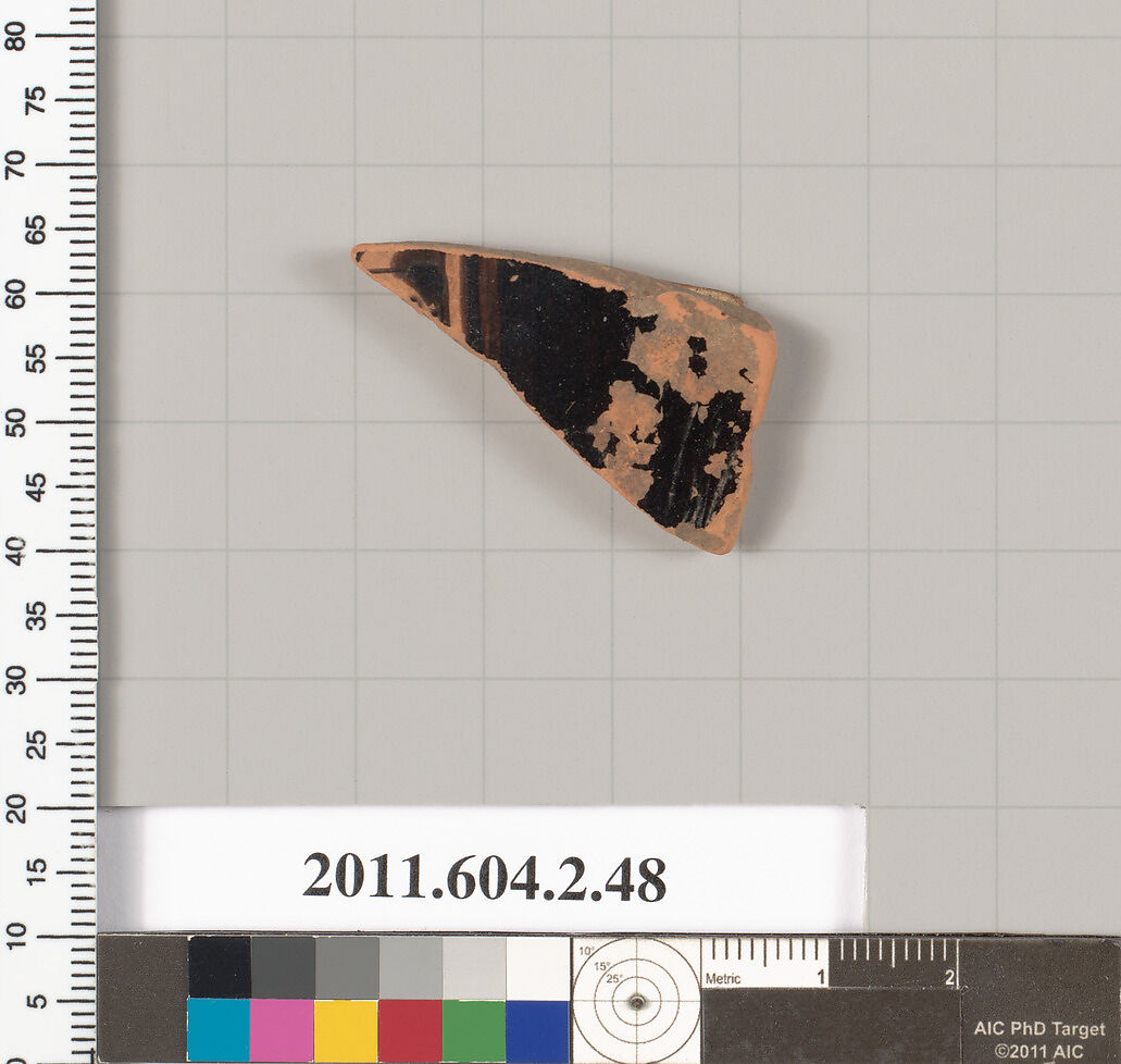 Terracotta fragment of a pelike (jar), Terracotta, Greek, Attic 