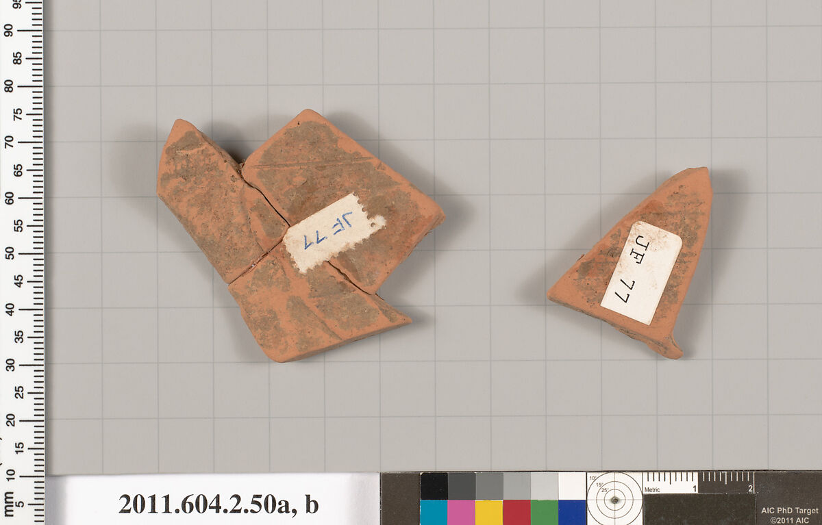 Terracotta fragments of a pelike (jar), Terracotta, Greek, Attic
