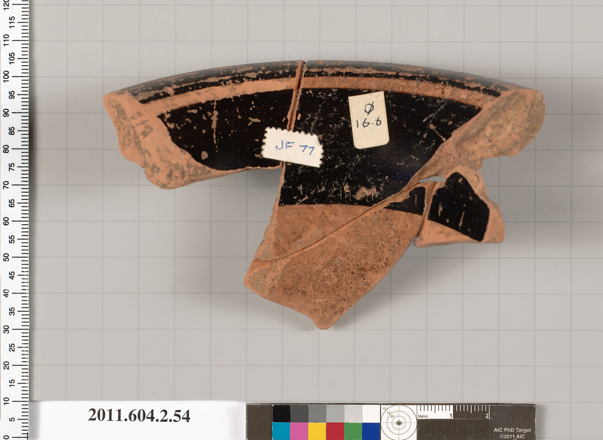 Terracotta fragment of a pelike (jar), Terracotta, Greek, Attic