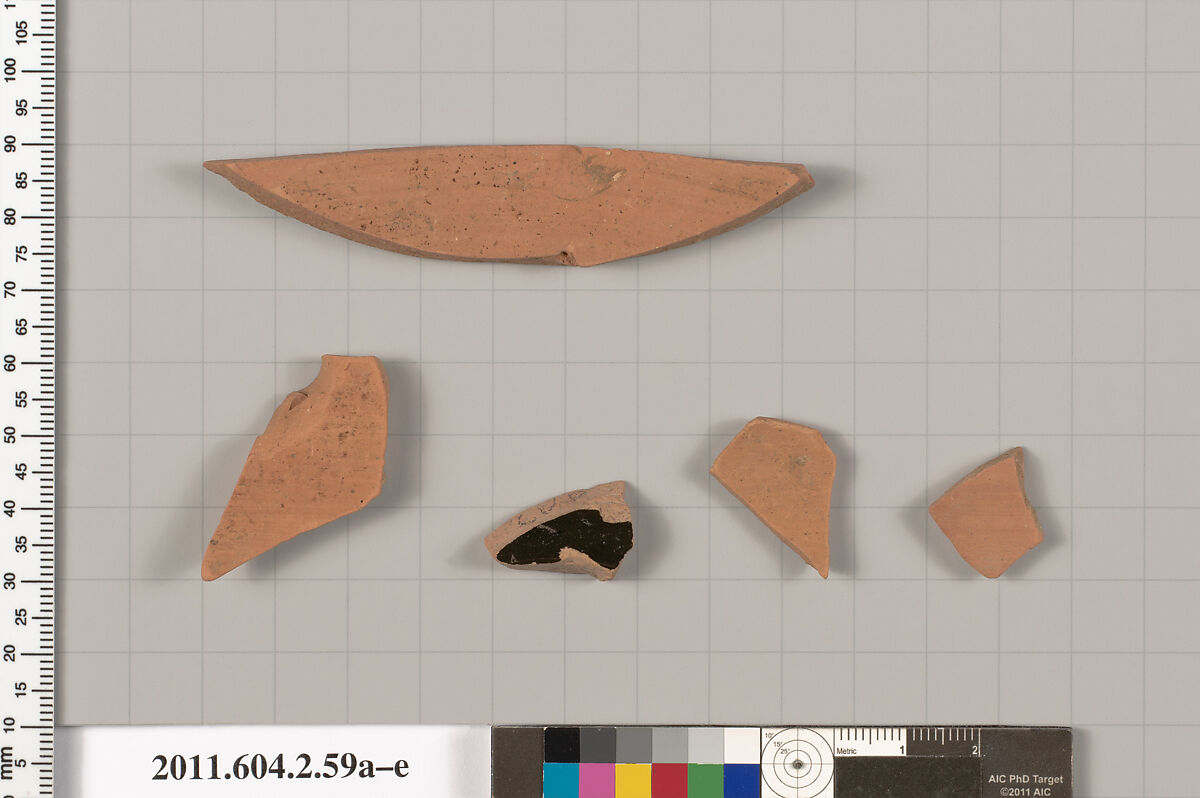Terracotta fragments of pots, Terracotta, Greek, Attic