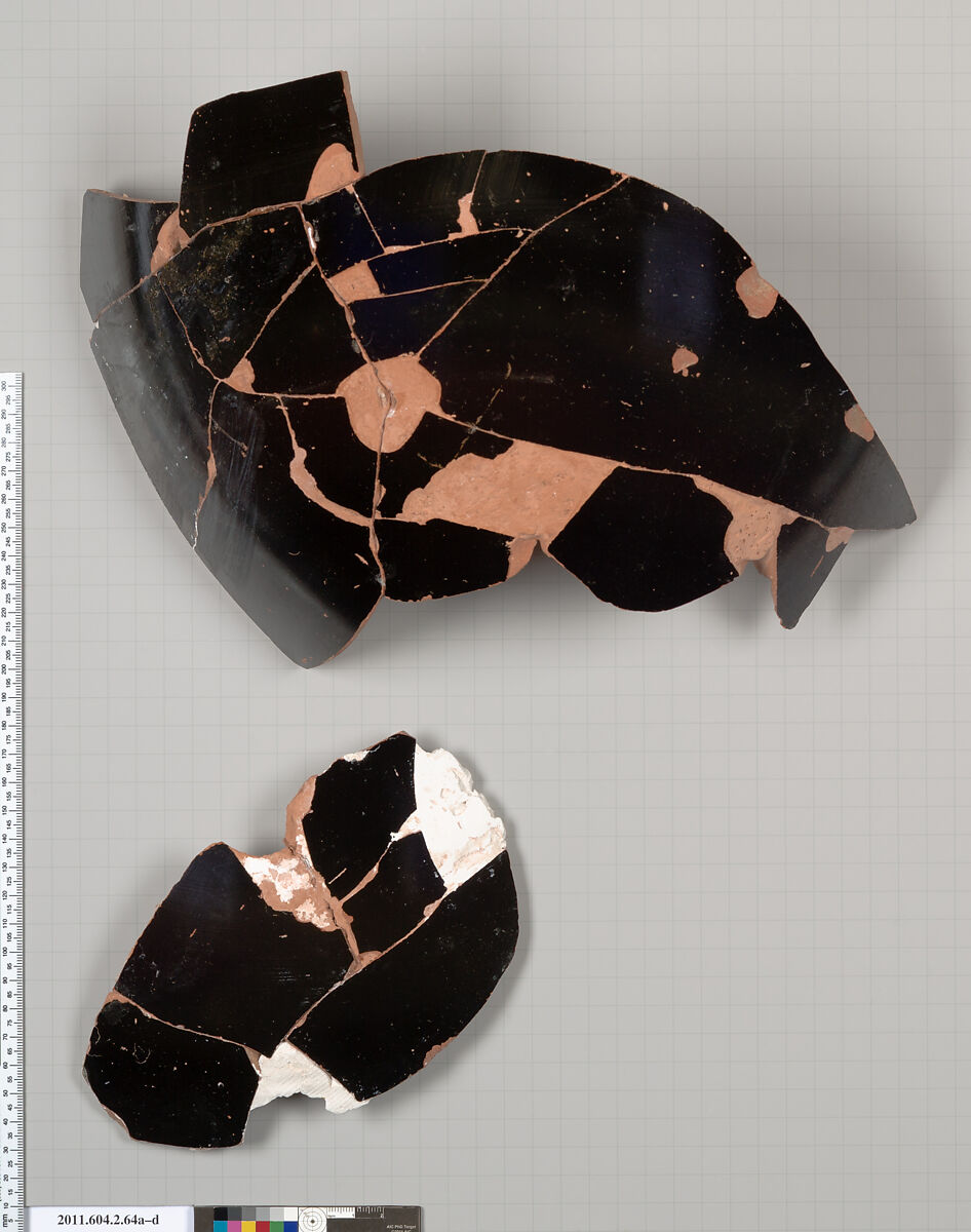 Terracotta fragments of an amphora (jar), Terracotta, Greek, Attic