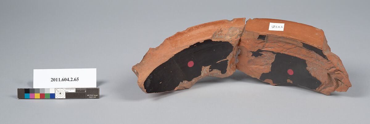 Terracotta fragment of an amphora (jar), Terracotta, Greek, Attic