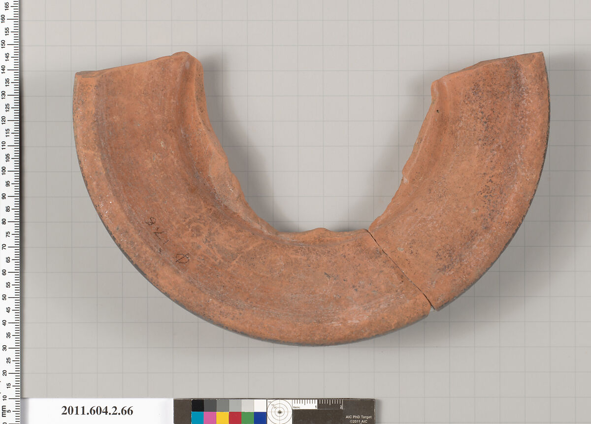 Terracotta fragment of an amphora (jar), Terracotta, Greek, Attic
