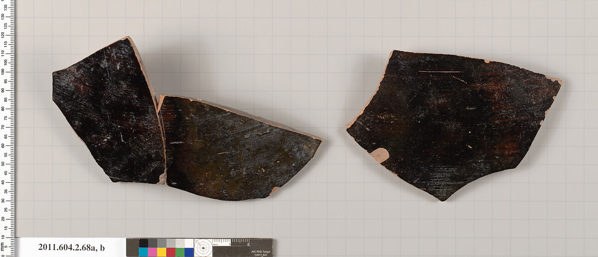 Terracotta fragments of an amphora (jar), Terracotta, Greek, Attic 