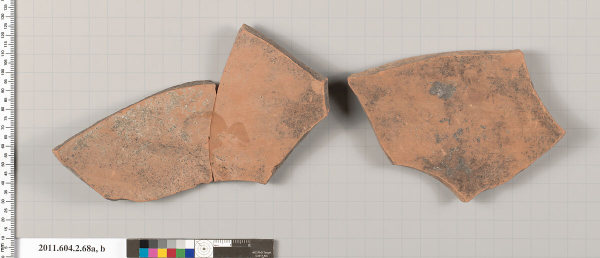 Terracotta fragments of an amphora (jar), Terracotta, Greek, Attic