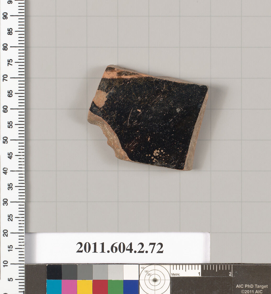 Terracotta fragment of an amphora (jar), Terracotta, Greek, Attic 