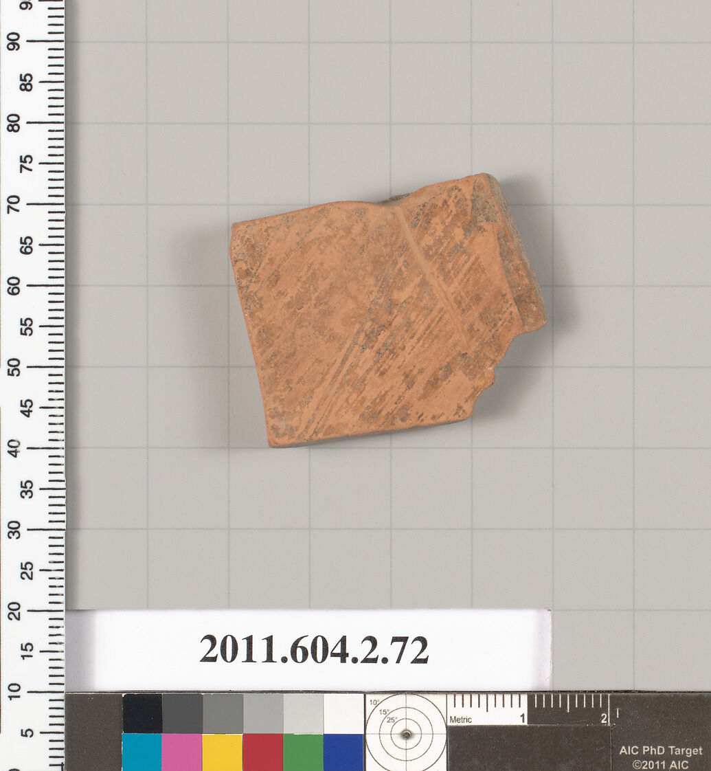Terracotta fragment of an amphora (jar), Terracotta, Greek, Attic