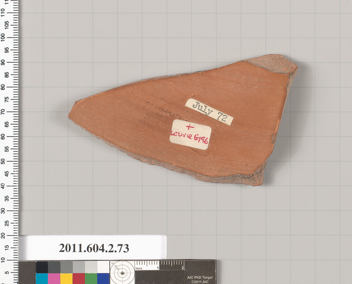Terracotta fragment of an amphora (jar), Terracotta, Greek, Attic