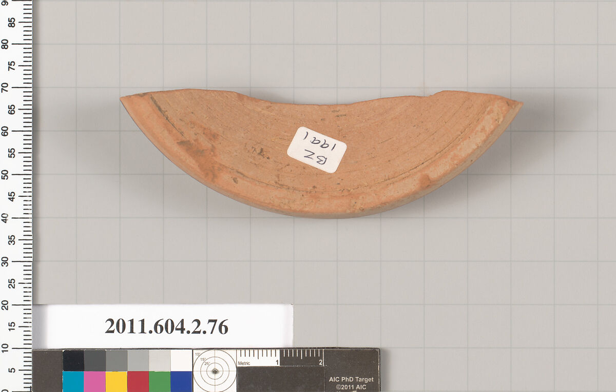 Terracotta fragment of an amphora (jar), Terracotta, Greek, Attic