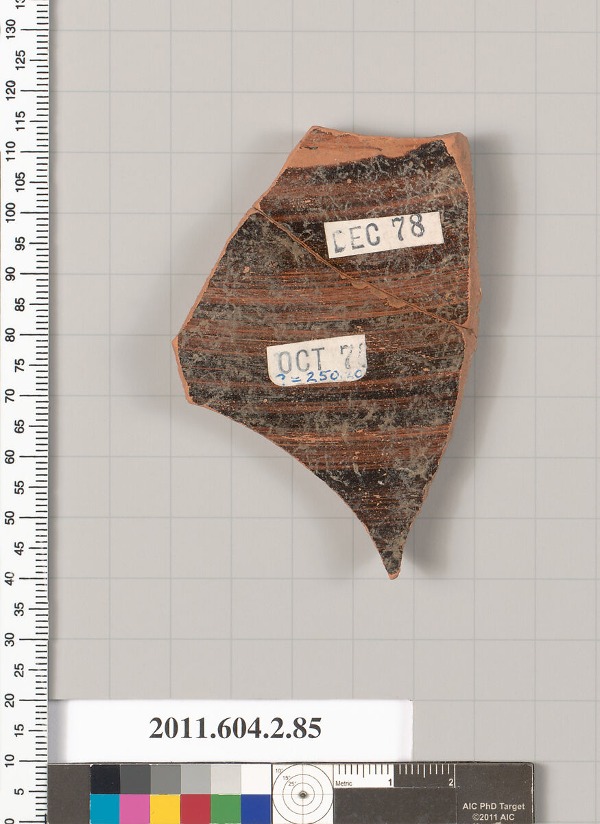 Terracotta fragment of a pelike (jar), Terracotta, Greek, Attic