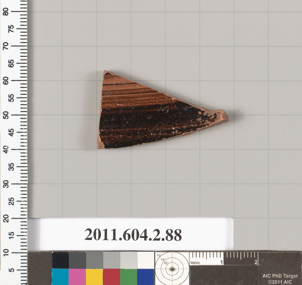 Terracotta fragment of a pelike (jar), Terracotta, Greek, Attic