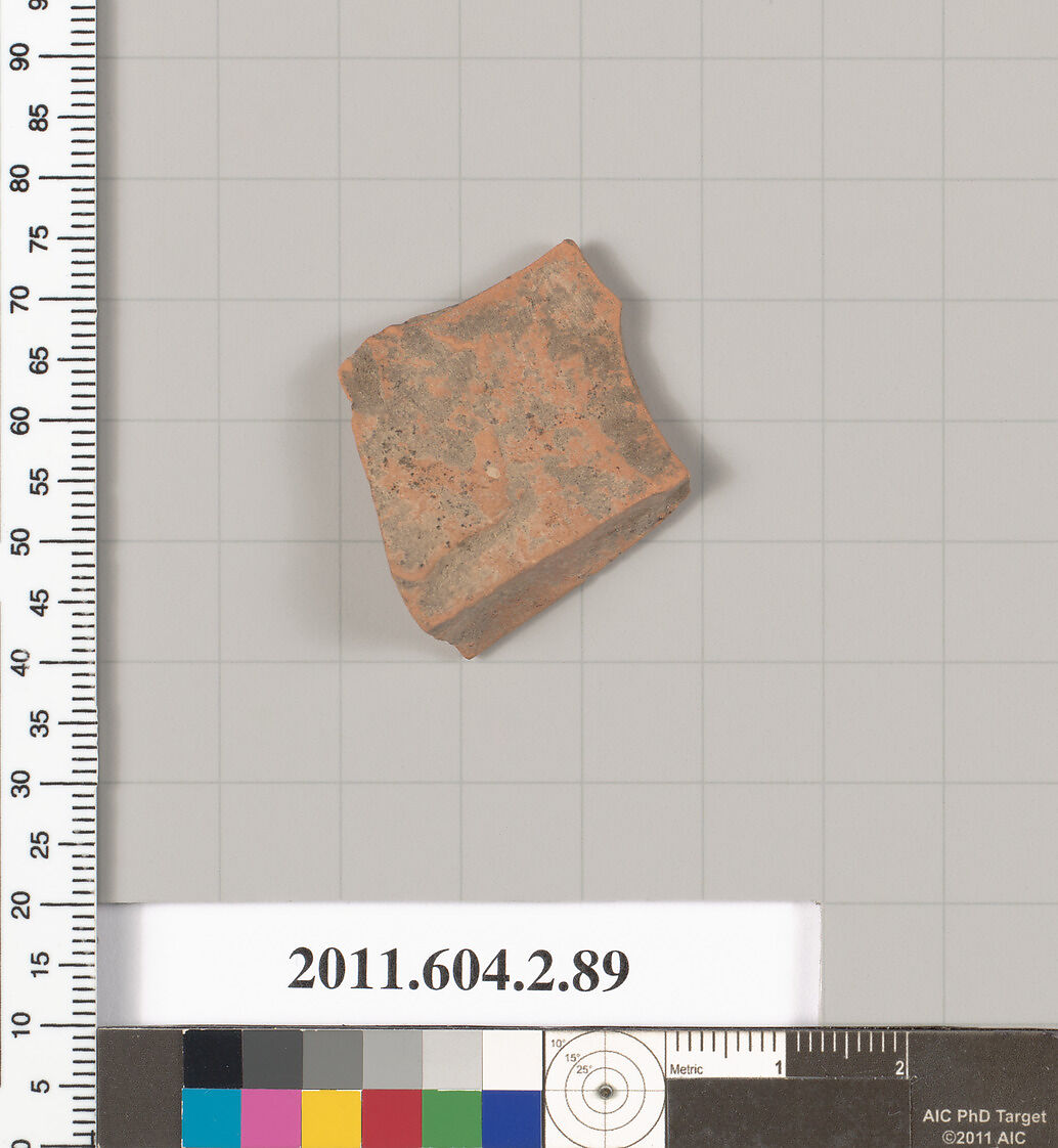 Terracotta fragment of a pelike (jar), Terracotta, Greek, Attic