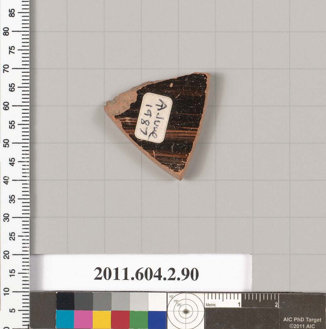 Terracotta fragment of a pelike (jar), Terracotta, Greek, Attic