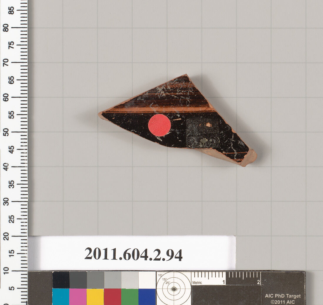 Terracotta fragment of a pelike (jar), Terracotta, Greek, Attic