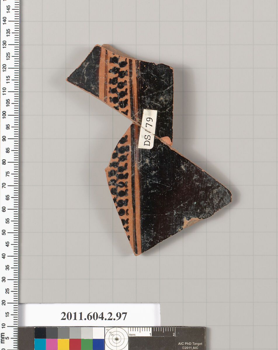Terracotta fragment of a pelike (jar), Terracotta, Greek, Attic 