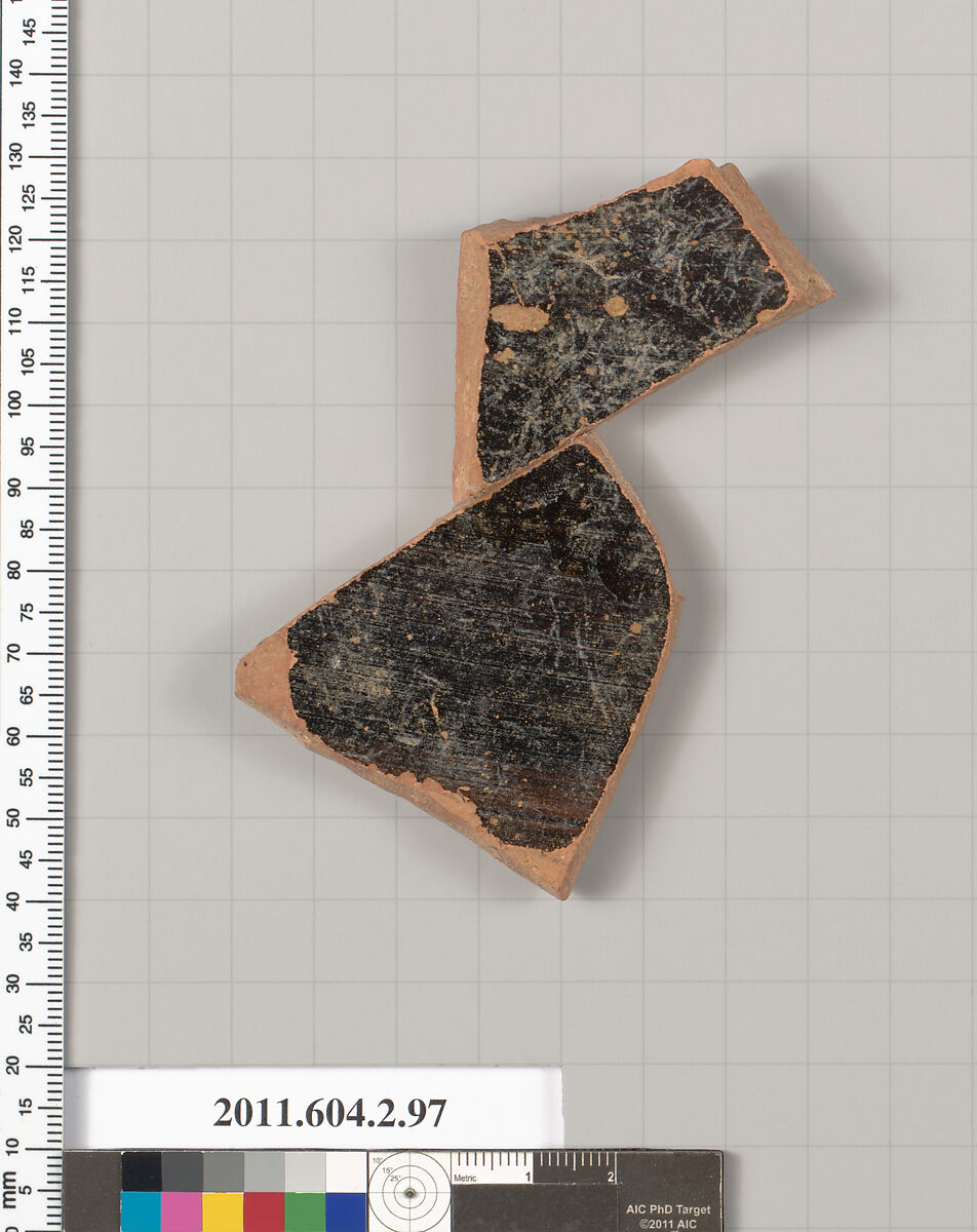 Terracotta fragment of a pelike (jar), Terracotta, Greek, Attic